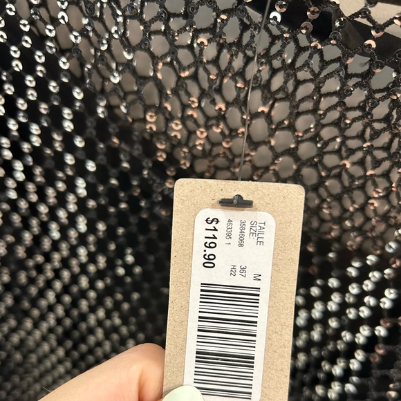 Sequin Grid Long Sleeve Popover Blouse - Picture 4 of 4